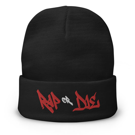 Rap or Die Embroidered Beanie